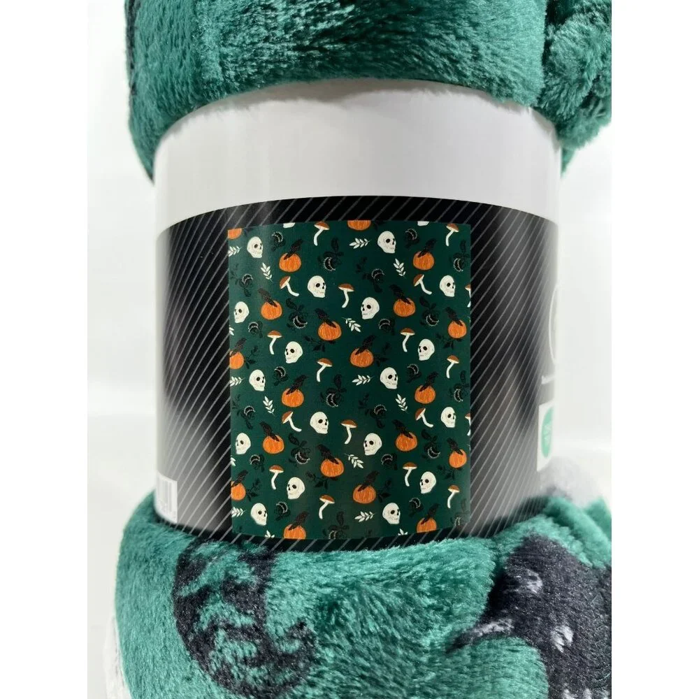 Way To Celebrate Halloween Skulls & Ravens Plush Throw Blanket 50